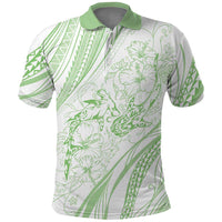 Sharks Couple Dreamy Polynesians Floral Sea Polo Shirt Emerald - Polynesian Pride