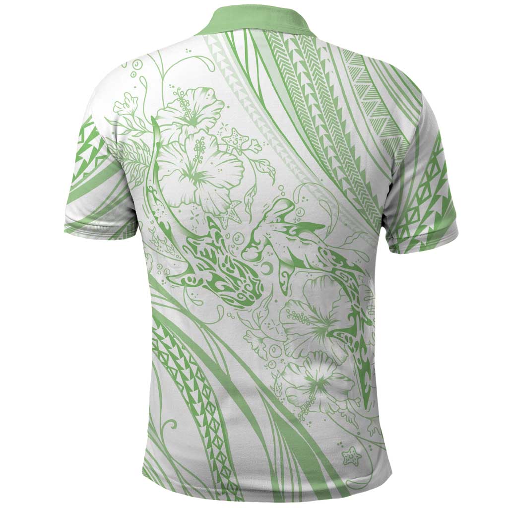 Sharks Couple Dreamy Polynesians Floral Sea Polo Shirt Emerald - Polynesian Pride