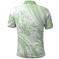 Sharks Couple Dreamy Polynesians Floral Sea Polo Shirt Emerald - Polynesian Pride
