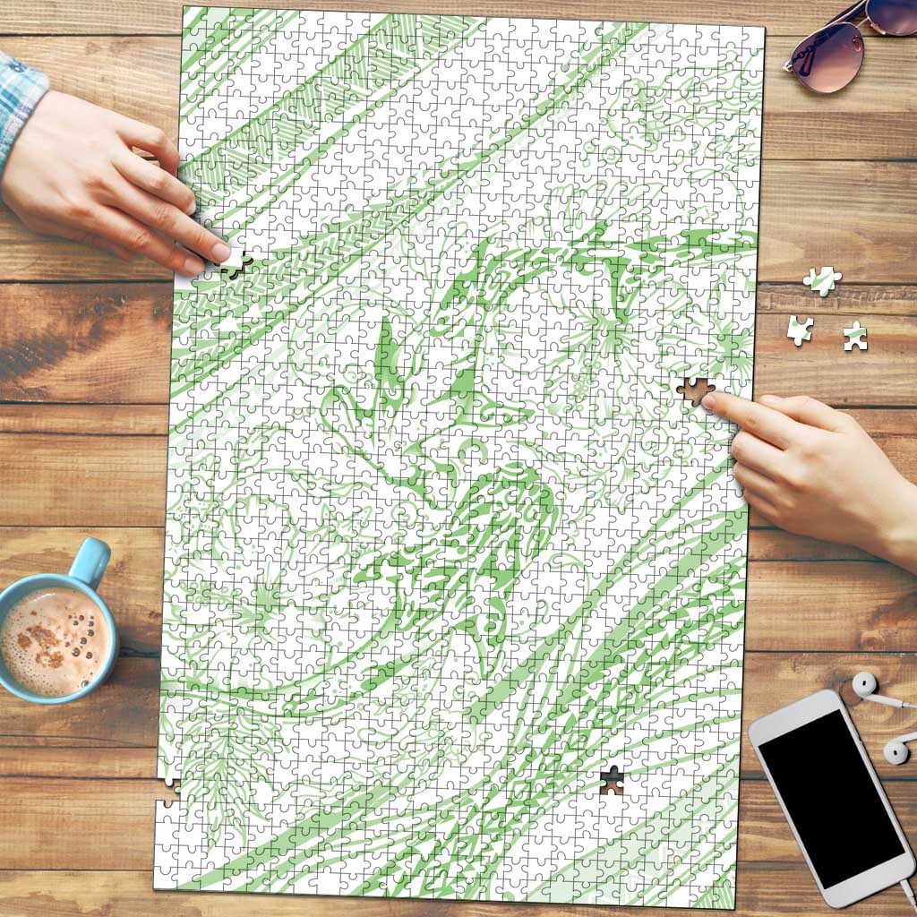 Sharks Couple Dreamy Polynesians Floral Sea Puzzle Emerald LT7 Emerald - Polynesian Pride