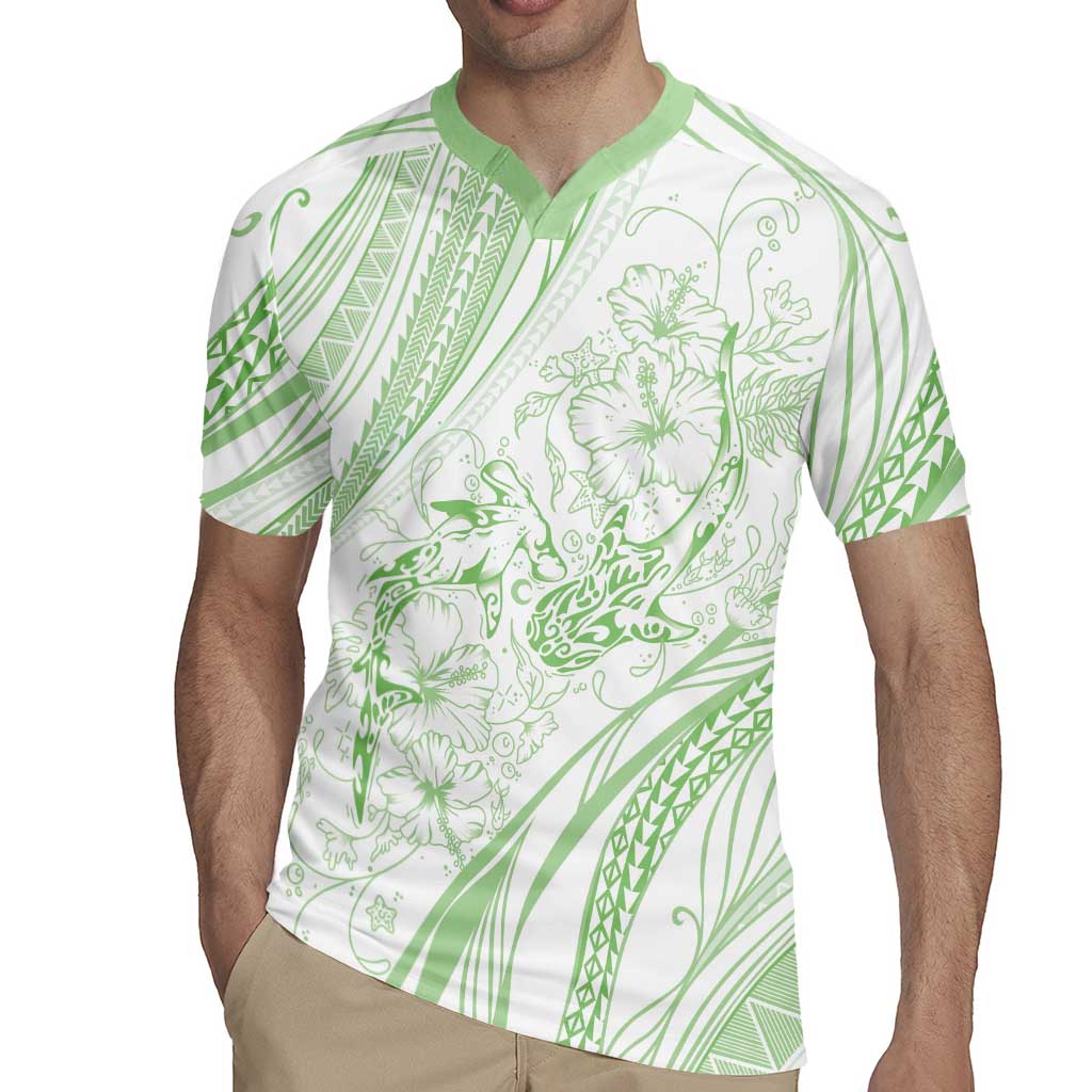 Sharks Couple Dreamy Polynesians Floral Sea Rugby Jersey Emerald - Polynesian Pride
