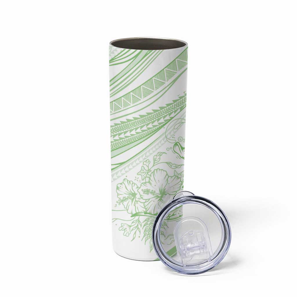 Sharks Couple Dreamy Polynesians Floral Sea Skinny Tumbler Emerald - Polynesian Pride