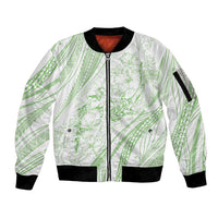 Sharks Couple Dreamy Polynesians Floral Sea Sleeve Zip Bomber Jacket Emerald - Polynesian Pride