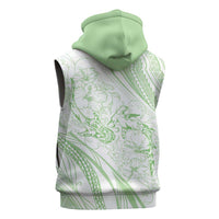 Sharks Couple Dreamy Polynesians Floral Sea Sleeveless Zip Hoodie Emerald - Polynesian Pride