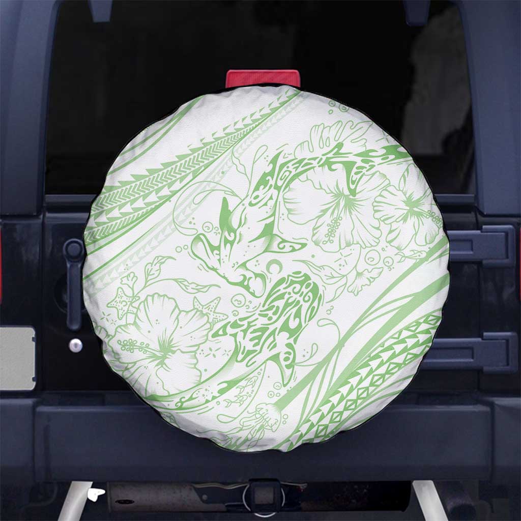 Sharks Couple Dreamy Polynesians Floral Sea Spare Tire Cover Emerald - Polynesian Pride