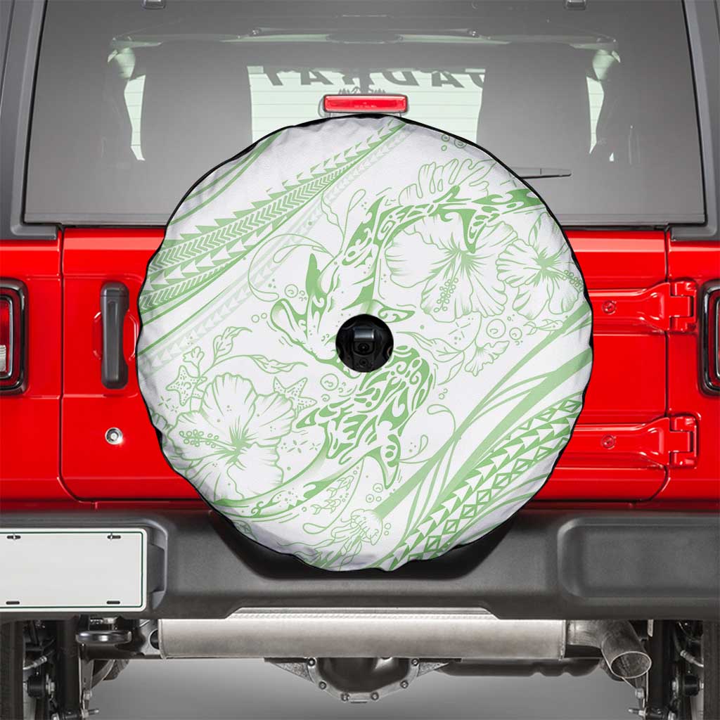 Sharks Couple Dreamy Polynesians Floral Sea Spare Tire Cover Emerald - Polynesian Pride