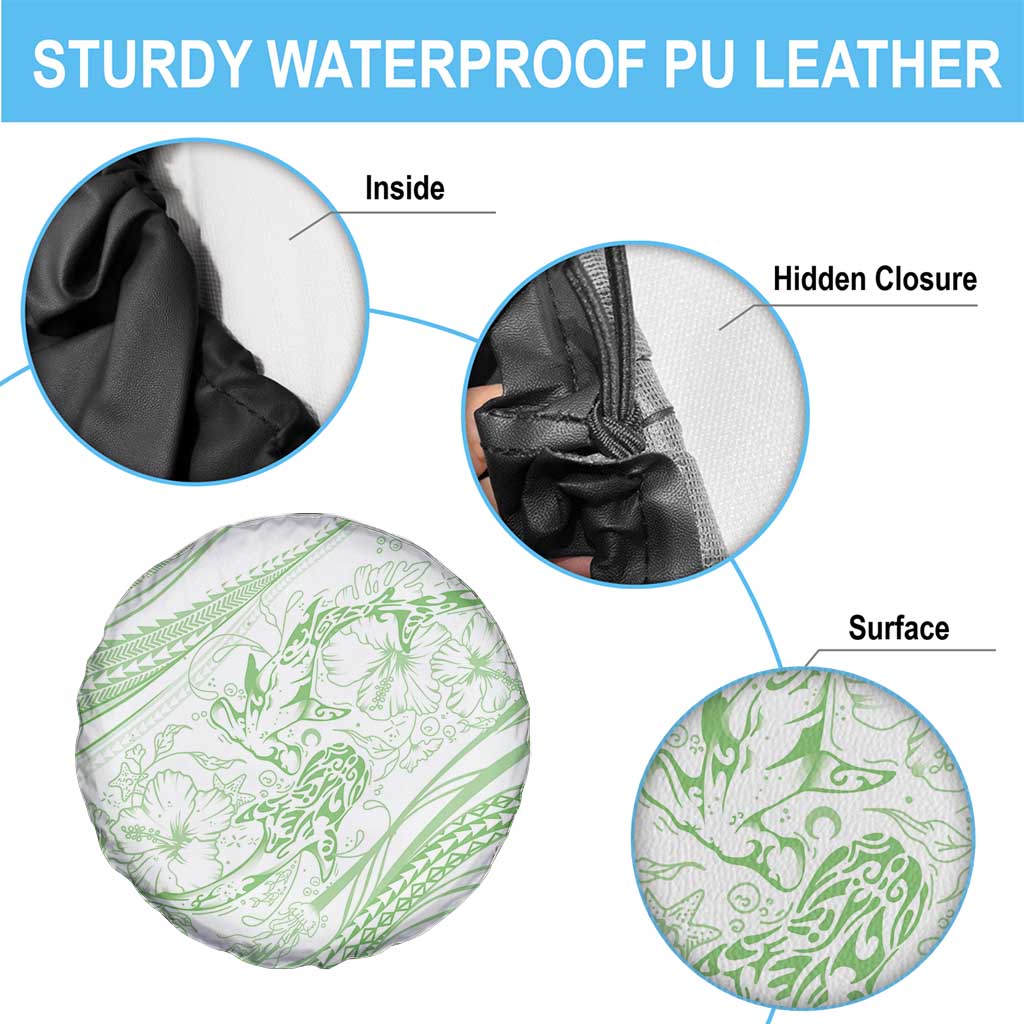 Sharks Couple Dreamy Polynesians Floral Sea Spare Tire Cover Emerald - Polynesian Pride