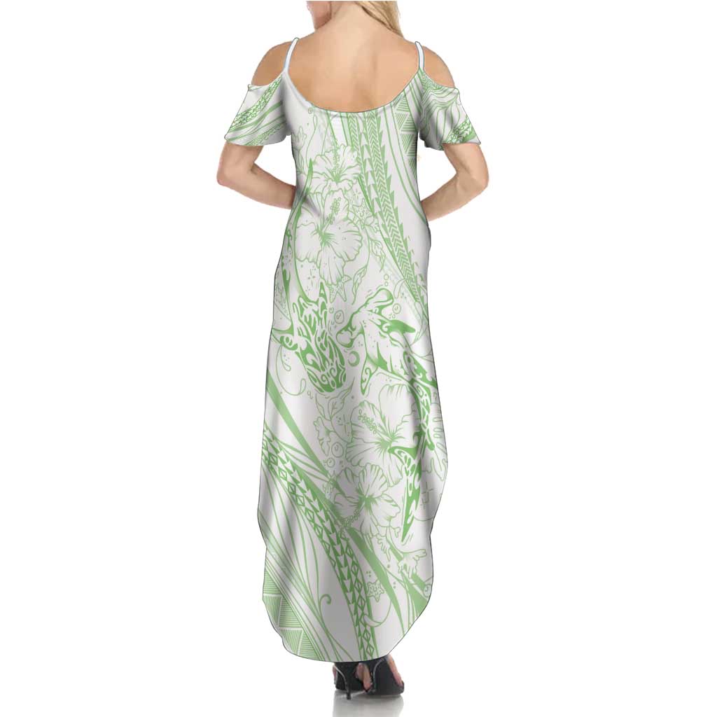 Sharks Couple Dreamy Polynesians Floral Sea Summer Maxi Dress Emerald - Polynesian Pride