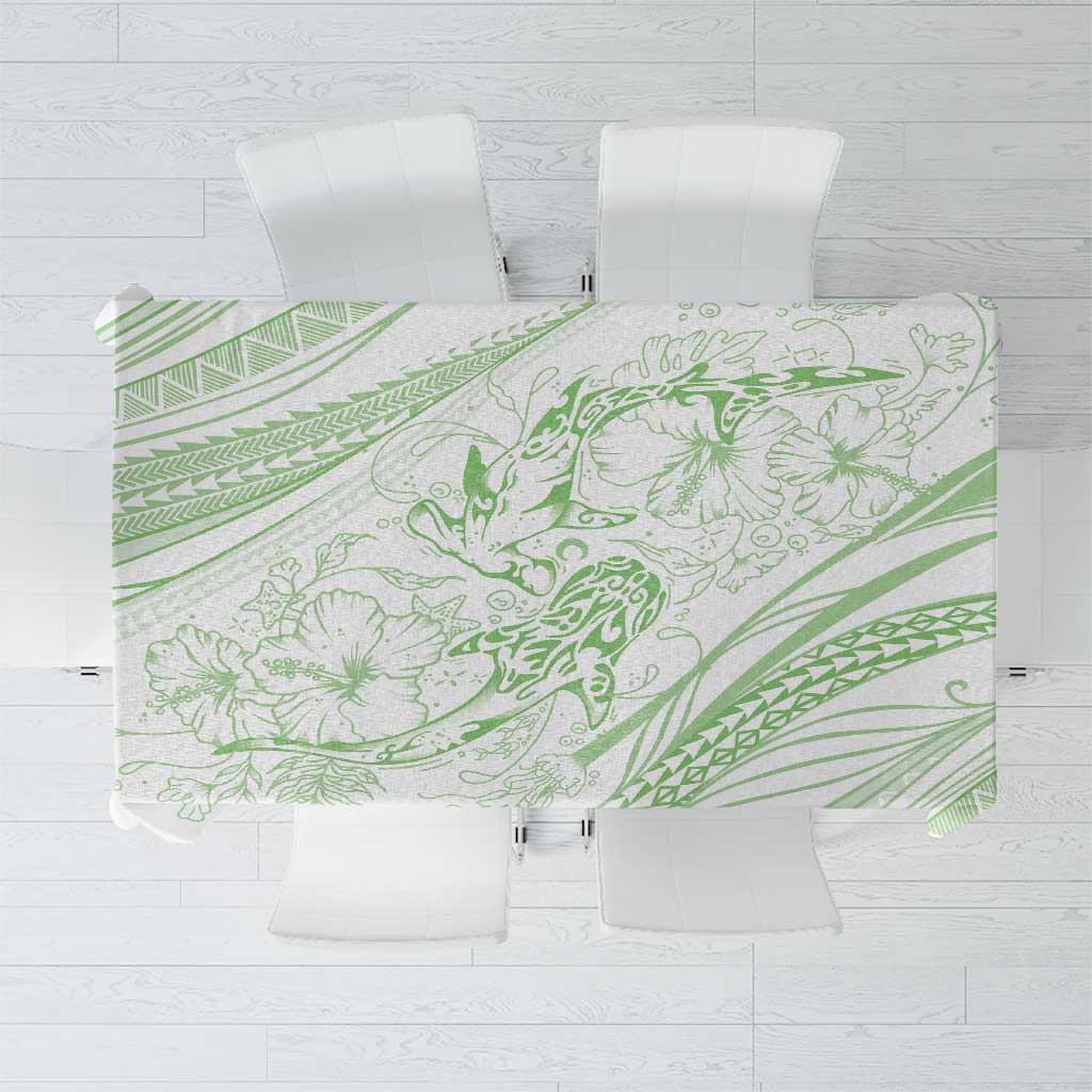 Sharks Couple Dreamy Polynesians Floral Sea Tablecloth Emerald LT7 Emerald - Polynesian Pride
