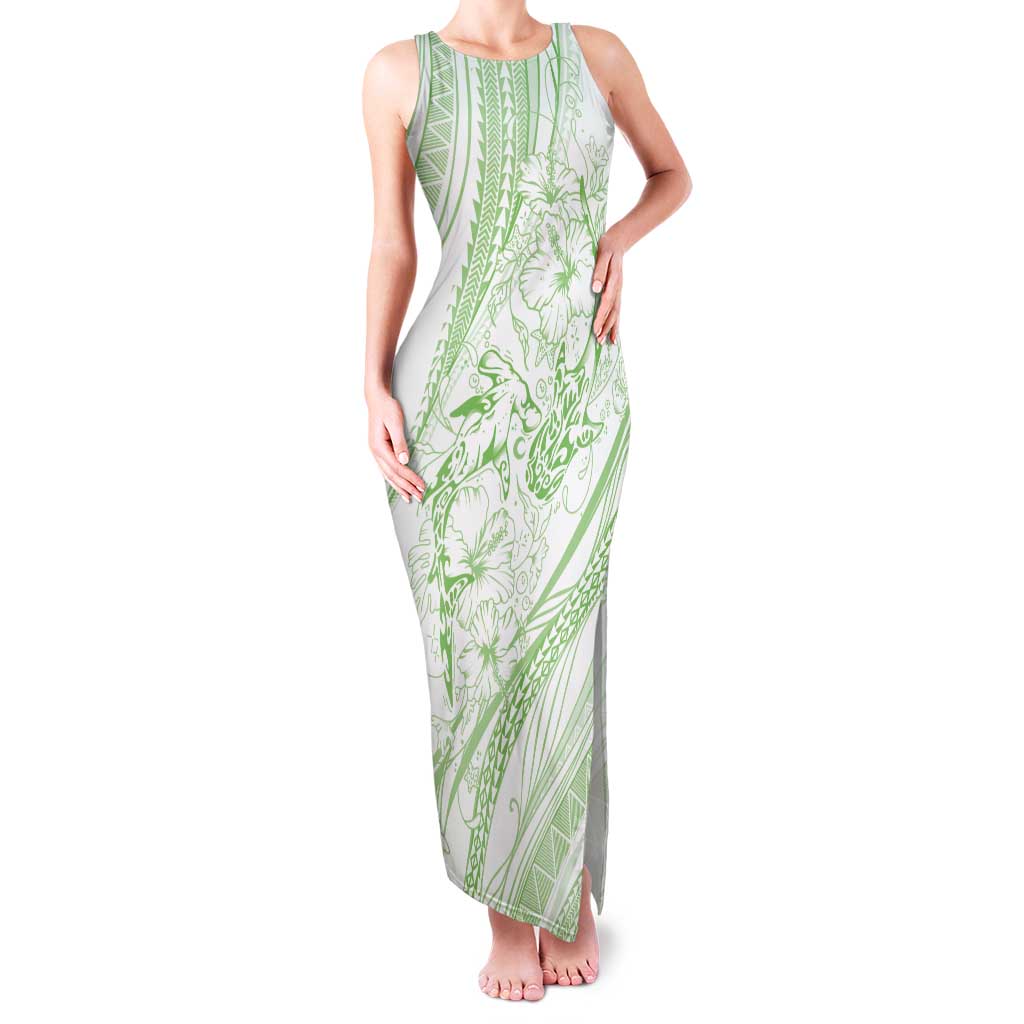 Sharks Couple Dreamy Polynesians Floral Sea Tank Maxi Dress Emerald LT7 Women Emerald - Polynesian Pride