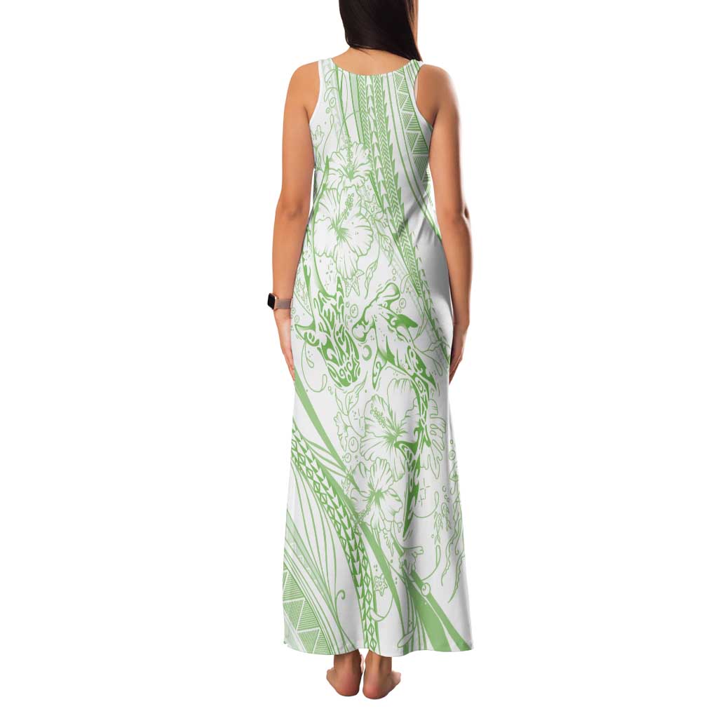 Sharks Couple Dreamy Polynesians Floral Sea Tank Maxi Dress Emerald LT7 - Polynesian Pride