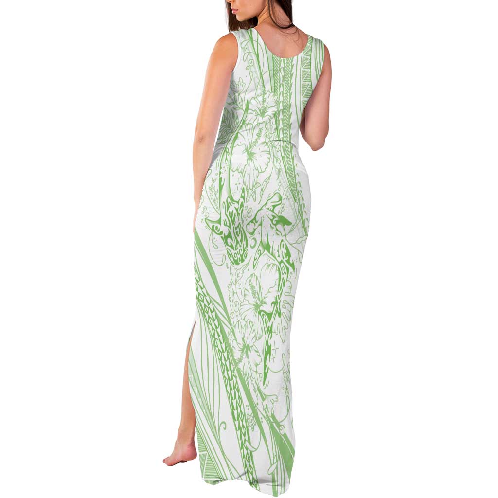 Sharks Couple Dreamy Polynesians Floral Sea Tank Maxi Dress Emerald LT7 - Polynesian Pride
