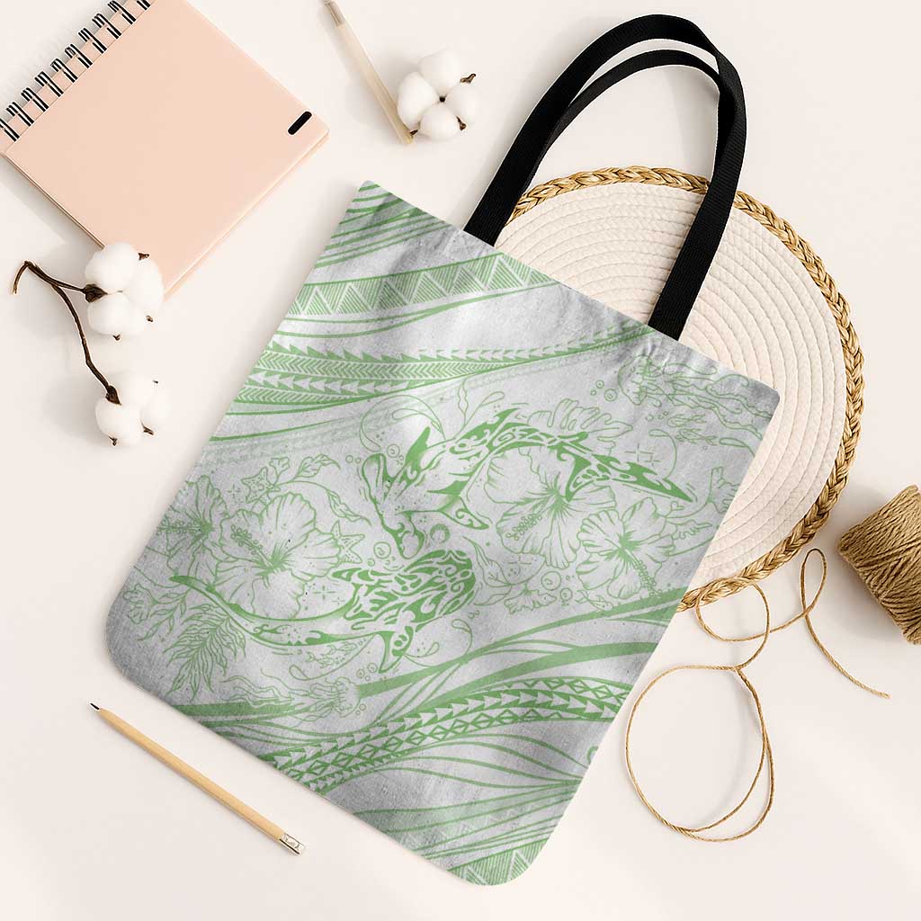 Sharks Couple Dreamy Polynesians Floral Sea Tote Bag Emerald - Polynesian Pride