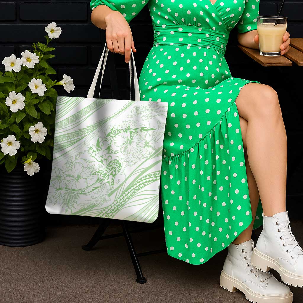 Sharks Couple Dreamy Polynesians Floral Sea Tote Bag Emerald - Polynesian Pride