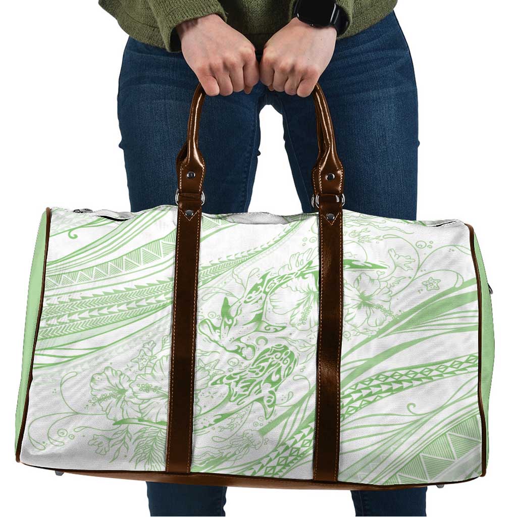 Sharks Couple Dreamy Polynesians Floral Sea Travel Bag Emerald - Polynesian Pride
