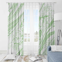 Sharks Couple Dreamy Polynesians Floral Sea Window Curtain Emerald - Polynesian Pride
