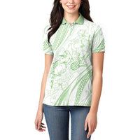 Sharks Couple Dreamy Polynesians Floral Sea Women Polo Shirt Emerald - Polynesian Pride