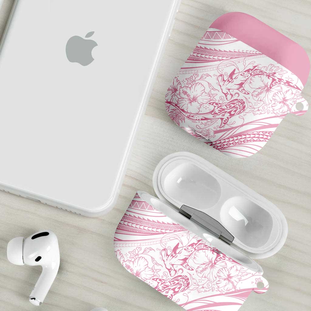 Sharks Couple Dreamy Polynesians Floral Sea AirPods Case Pink - Polynesian Pride