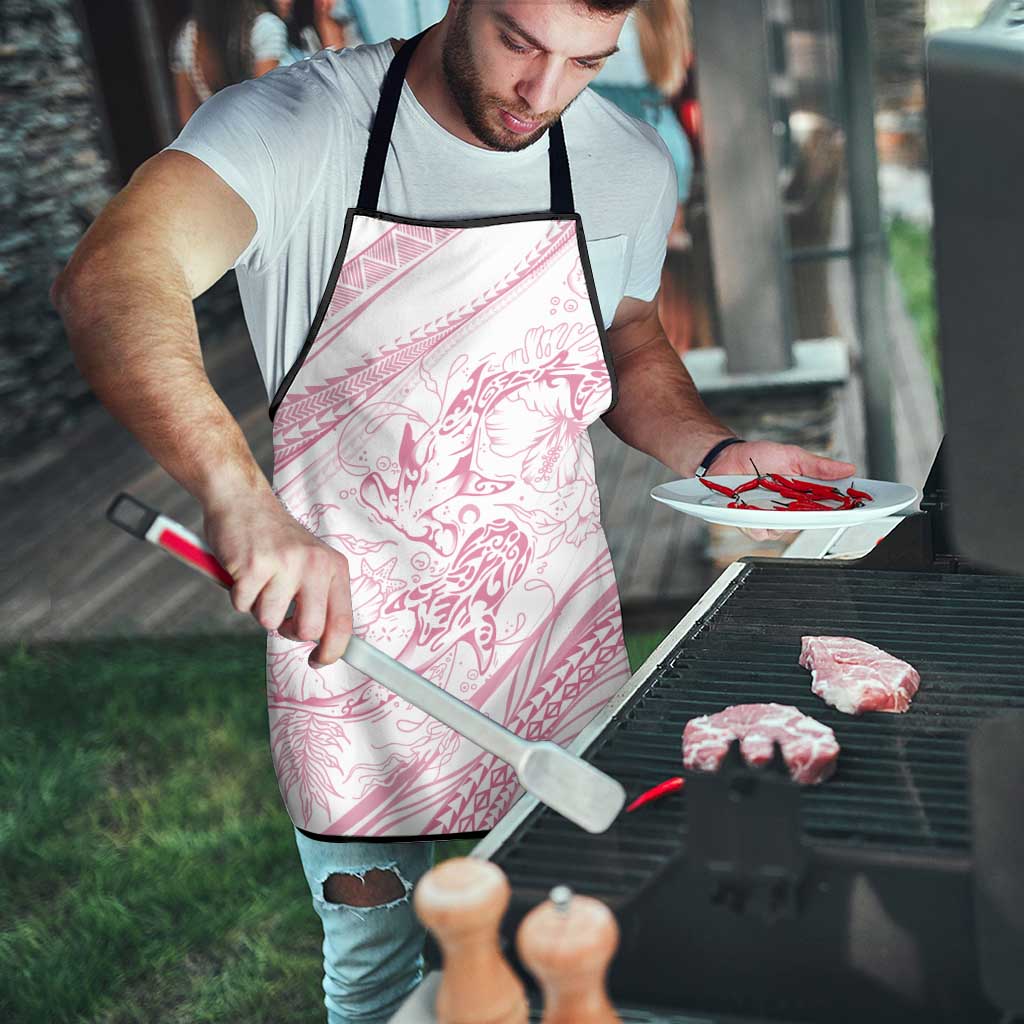 Sharks Couple Dreamy Polynesians Floral Sea Apron Pink - Polynesian Pride