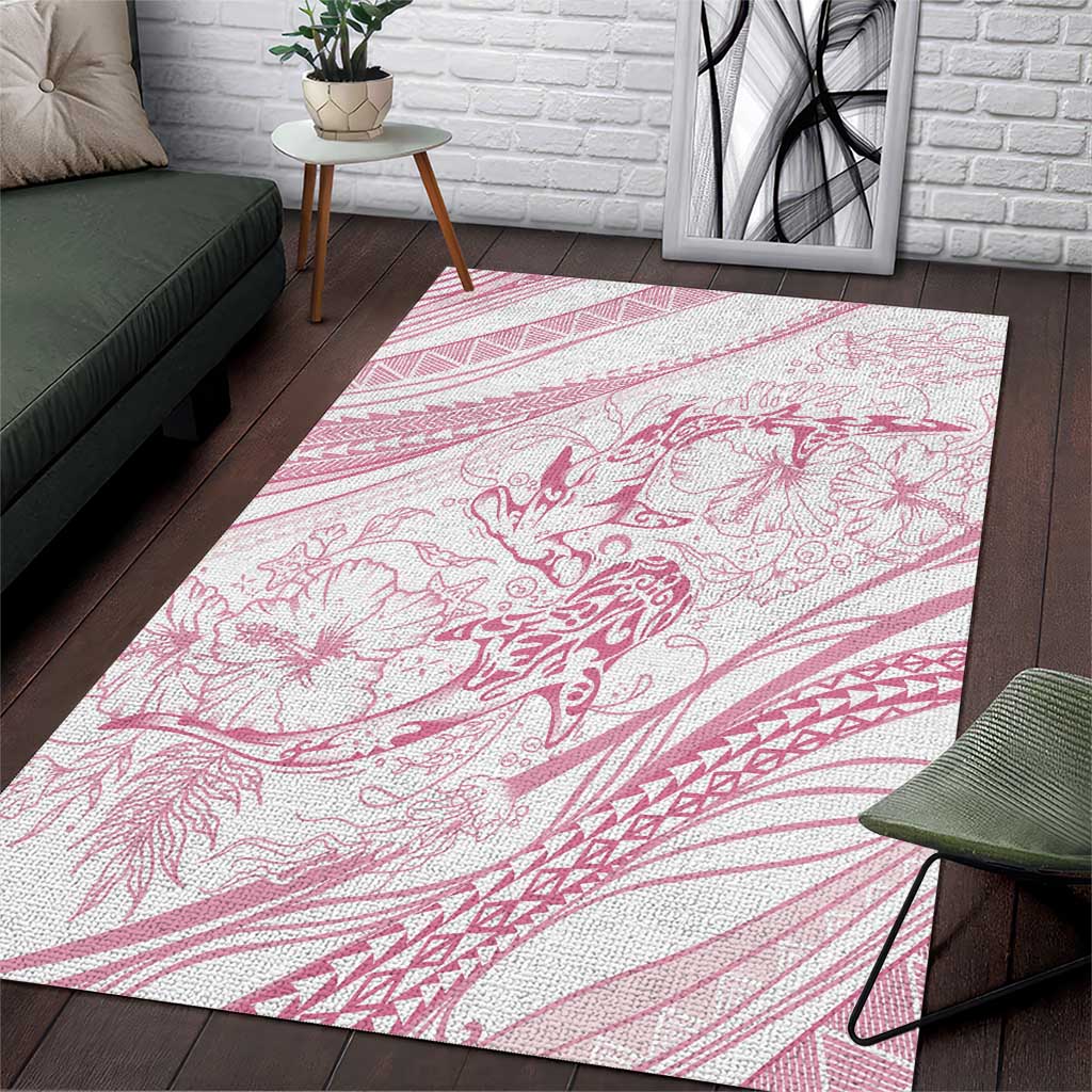 Sharks Couple Dreamy Polynesians Floral Sea Area Rug Pink - Polynesian Pride