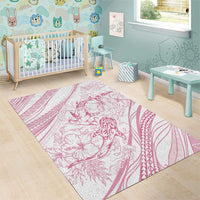 Sharks Couple Dreamy Polynesians Floral Sea Area Rug Pink - Polynesian Pride