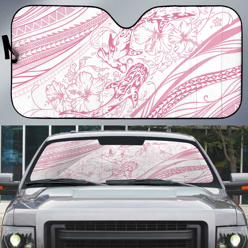 Sharks Couple Dreamy Polynesians Floral Sea Auto Sun Shade Pink - Polynesian Pride
