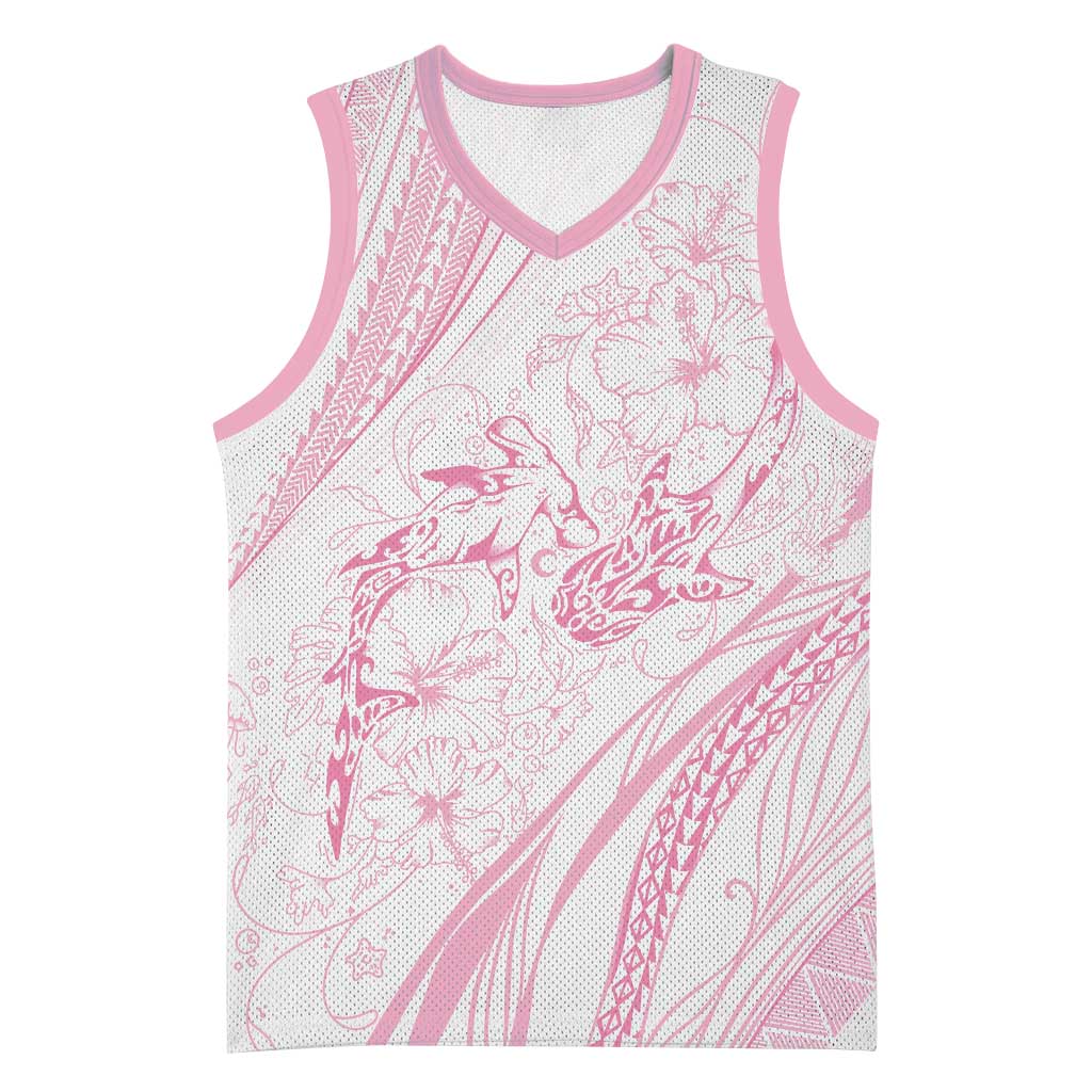 Sharks Couple Dreamy Polynesians Floral Sea Basketball Jersey Pink - Polynesian Pride