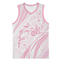 Sharks Couple Dreamy Polynesians Floral Sea Basketball Jersey Pink - Polynesian Pride