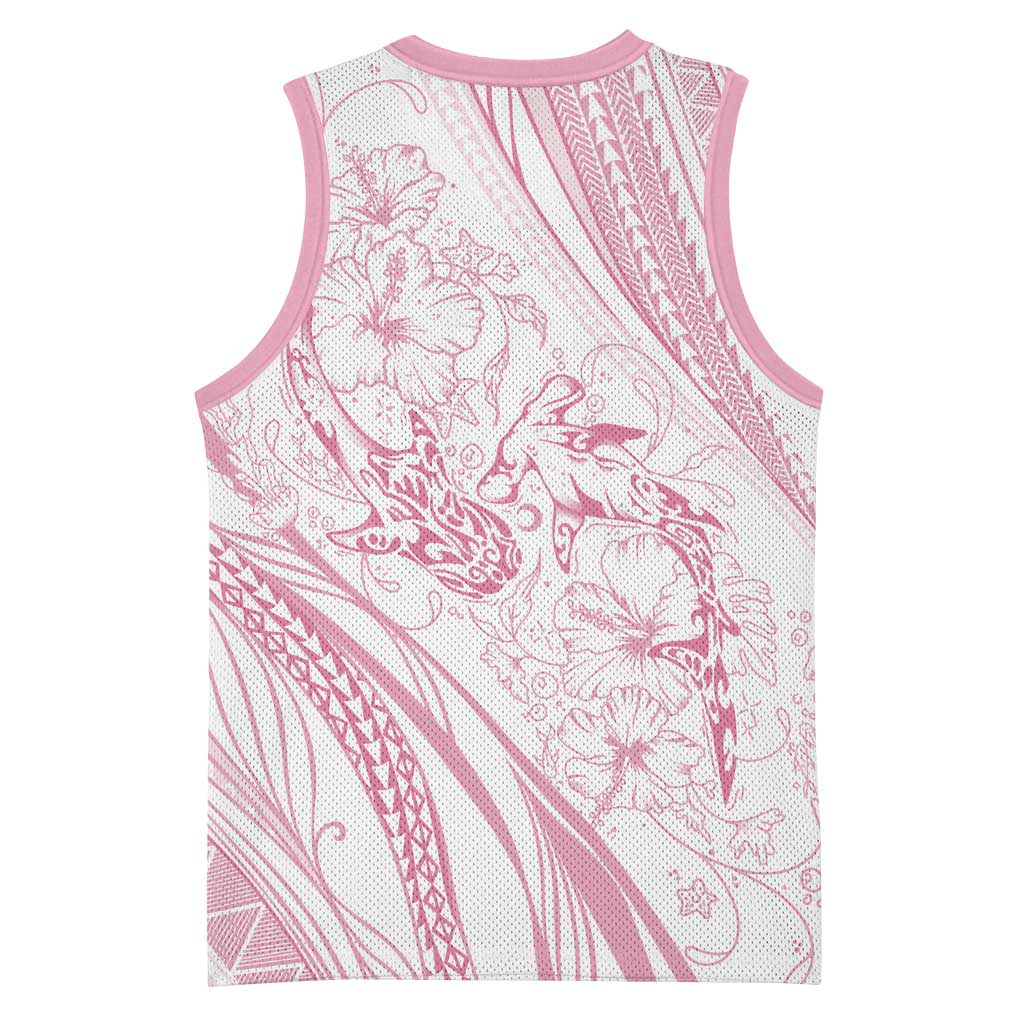 Sharks Couple Dreamy Polynesians Floral Sea Basketball Jersey Pink - Polynesian Pride