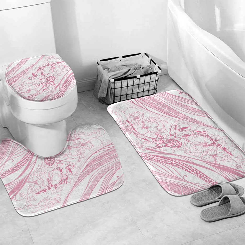 Sharks Couple Dreamy Polynesians Floral Sea Bathroom Set Pink - Polynesian Pride