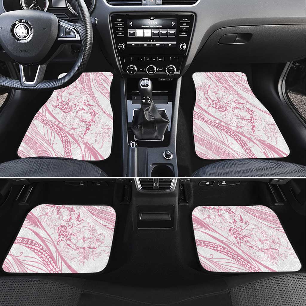 Sharks Couple Dreamy Polynesians Floral Sea Car Mats Pink LT7 Set 4pcs Pink - Polynesian Pride