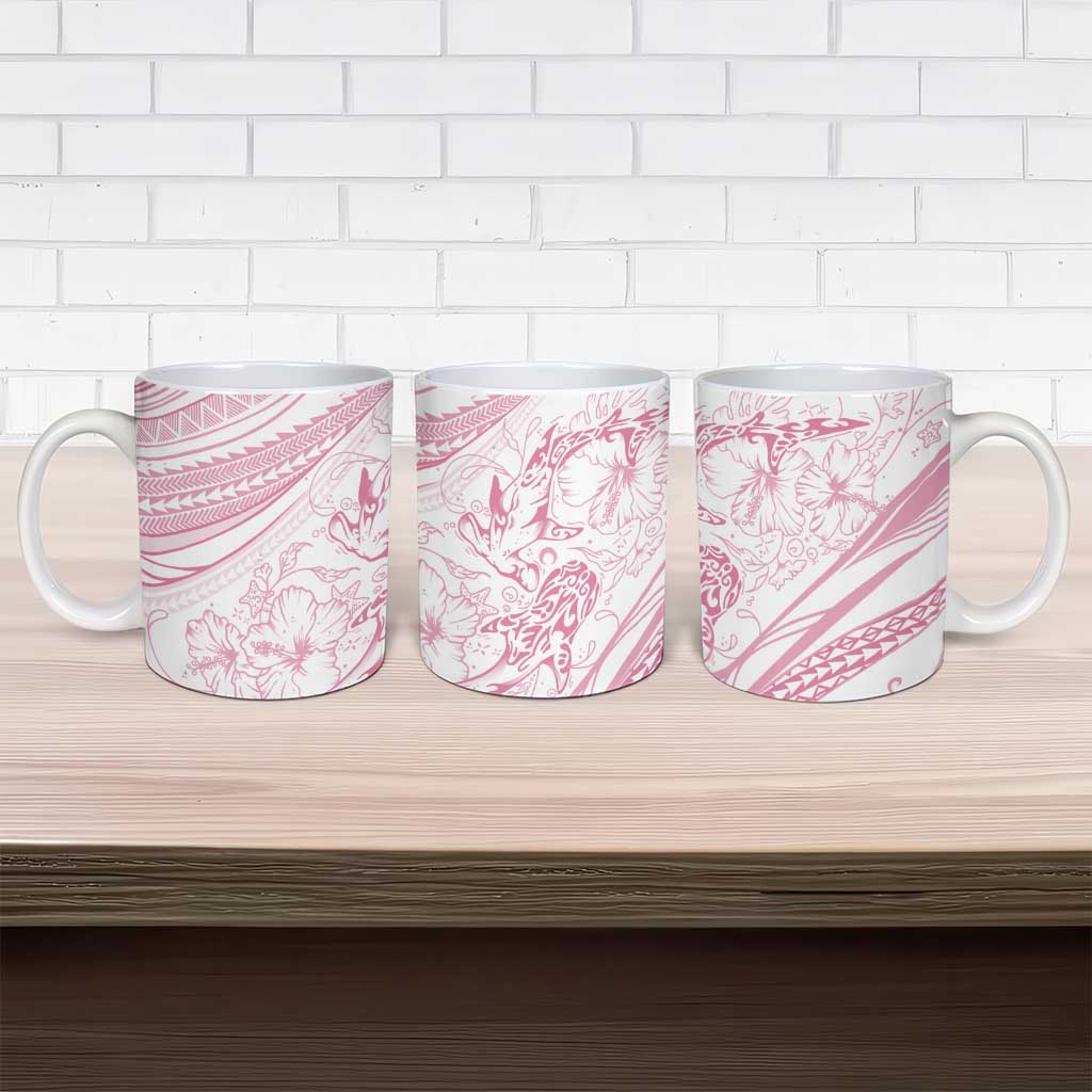 Sharks Couple Dreamy Polynesians Floral Sea Ceramic Mug Pink LT7 - Polynesian Pride