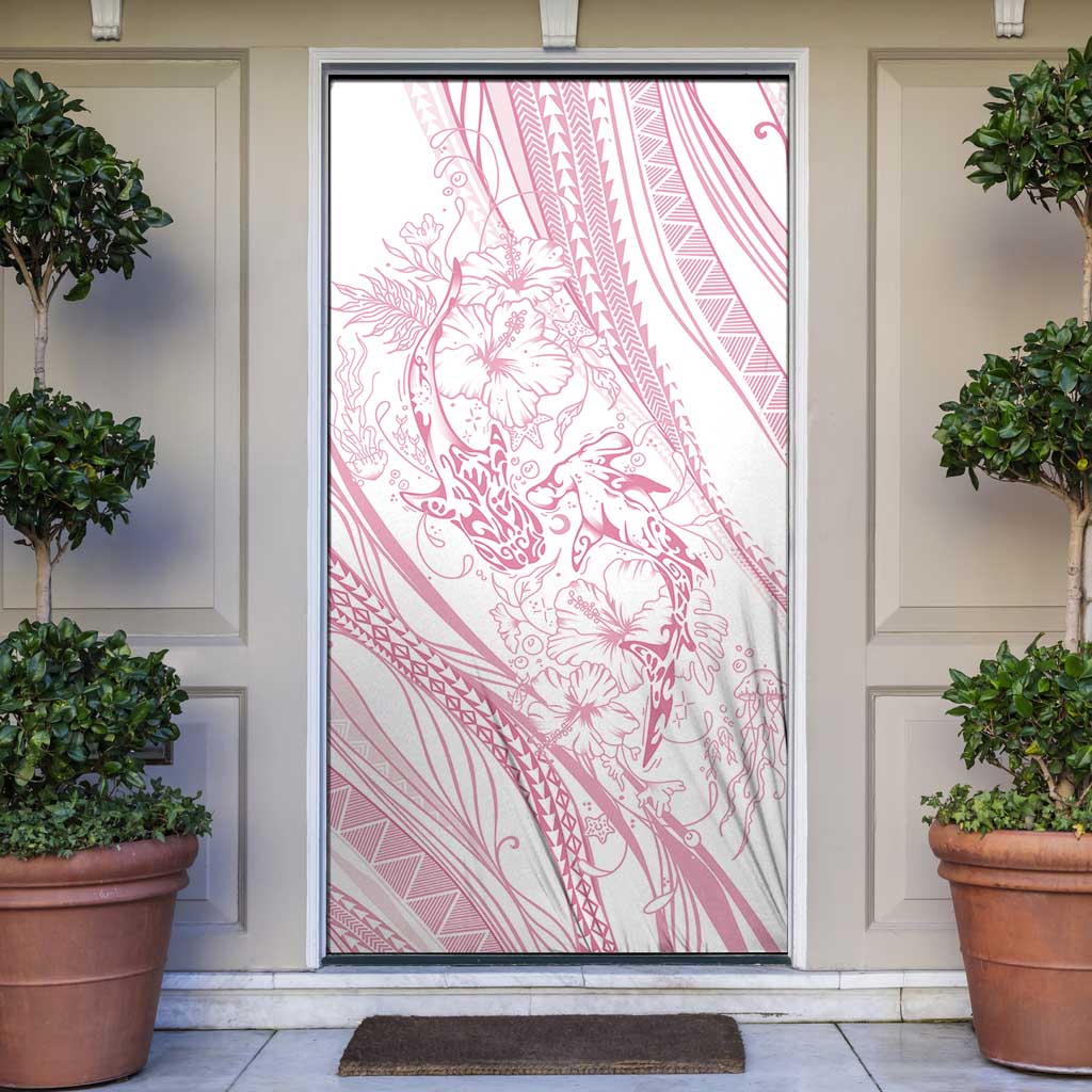 Sharks Couple Dreamy Polynesians Floral Sea Door Cover Pink LT7 Pink - Polynesian Pride