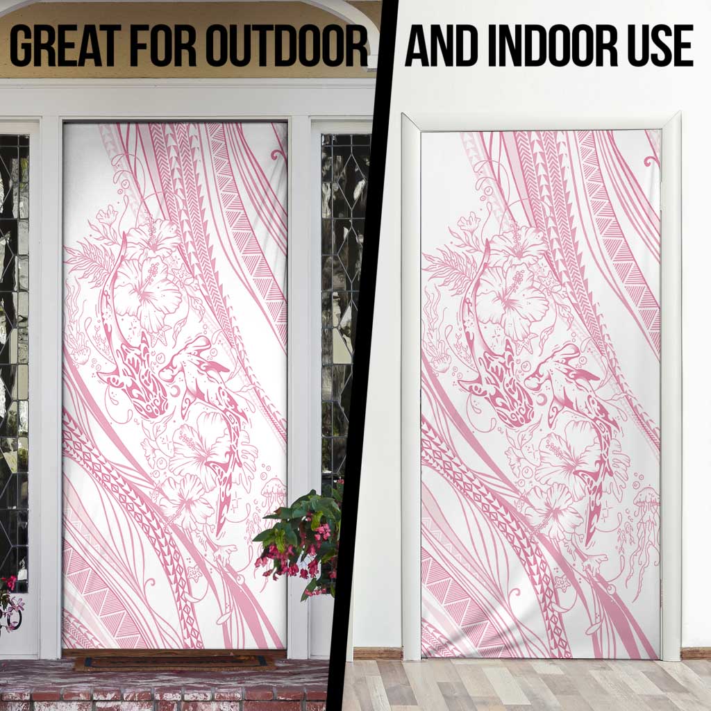 Sharks Couple Dreamy Polynesians Floral Sea Door Cover Pink LT7 - Polynesian Pride