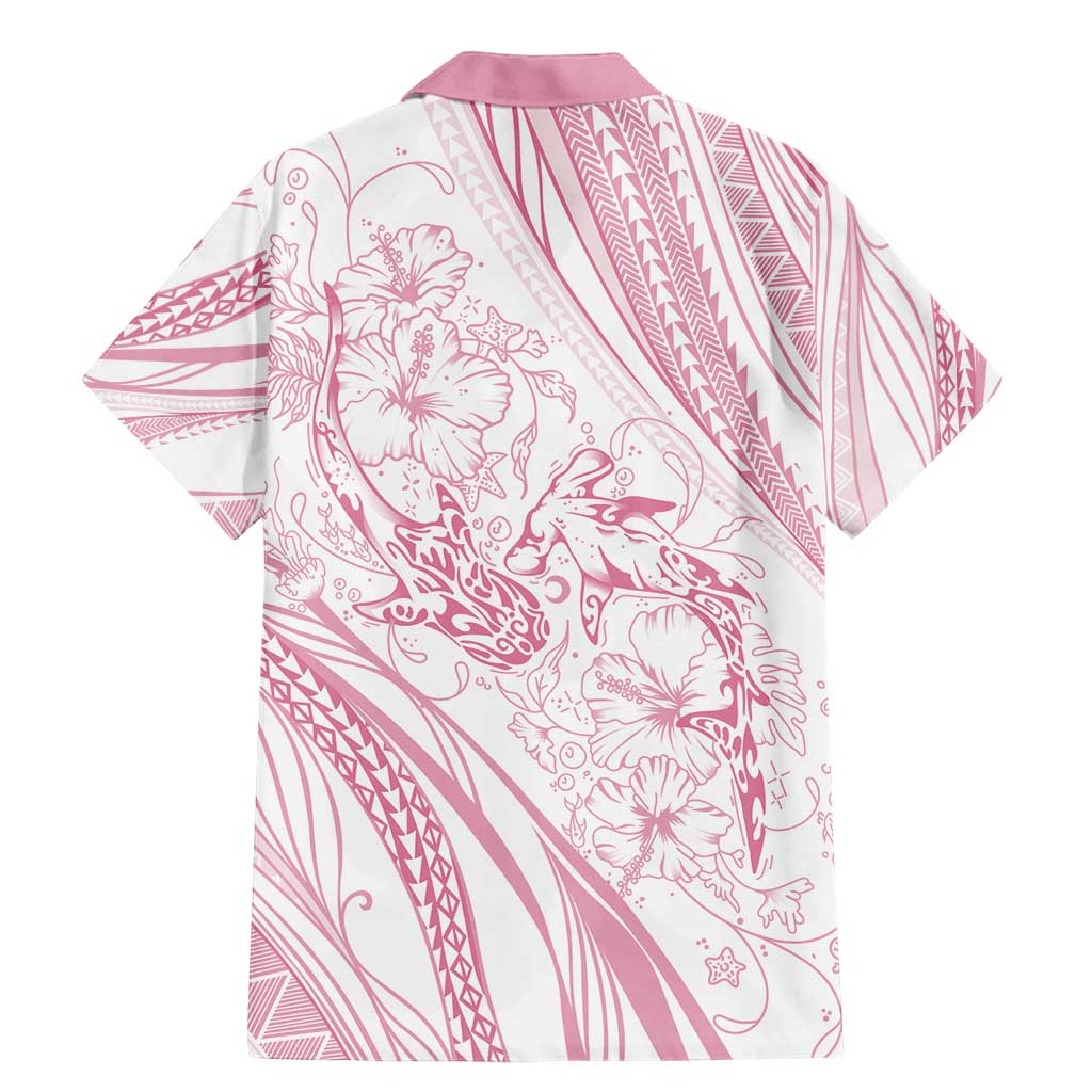 Sharks Couple Dreamy Polynesians Floral Sea Family Matching Mermaid Dress and Hawaiian Shirt Pink - Polynesian Pride