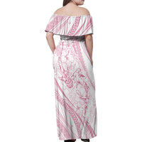Sharks Couple Dreamy Polynesians Floral Sea Family Matching Off Shoulder Maxi Dress and Hawaiian Shirt Pink - Polynesian Pride