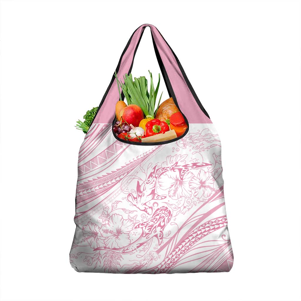Sharks Couple Dreamy Polynesians Floral Sea Grocery Bag Pink - Polynesian Pride