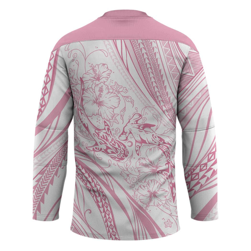 Sharks Couple Dreamy Polynesians Floral Sea Hockey Jersey Pink - Polynesian Pride