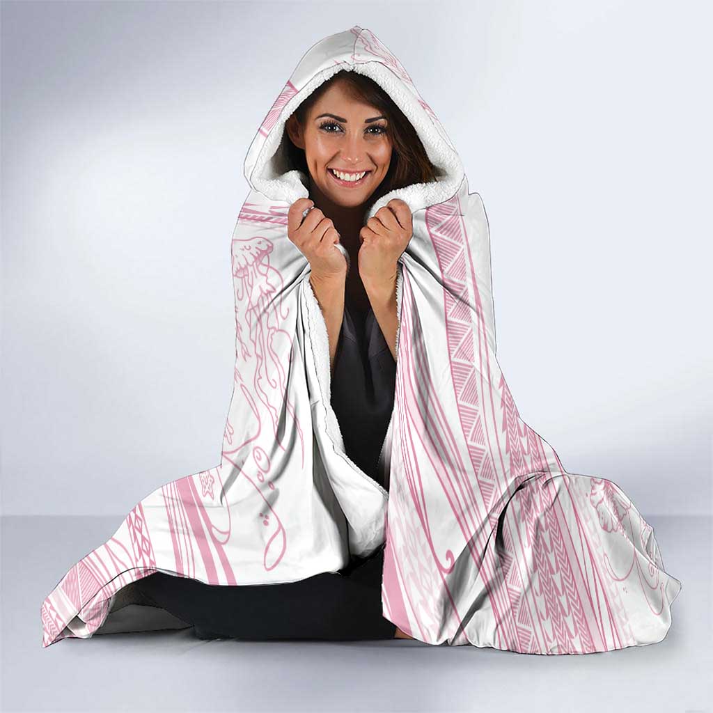 Sharks Couple Dreamy Polynesians Floral Sea Hooded Blanket Pink LT7 - Polynesian Pride