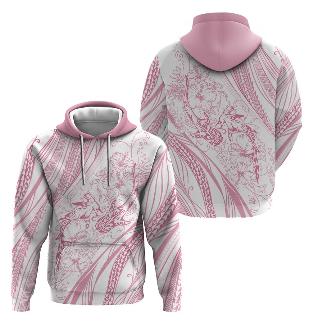 Sharks Couple Dreamy Polynesians Floral Sea Hoodie Pink - Polynesian Pride
