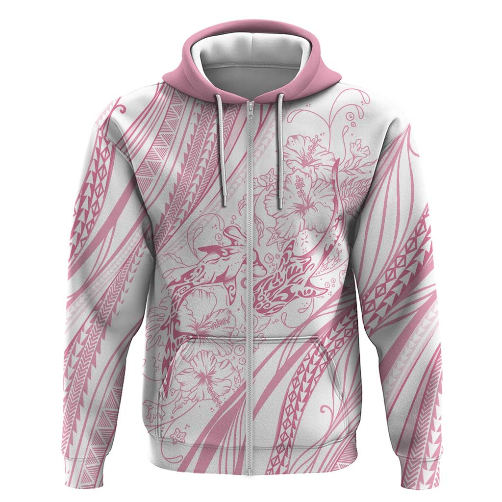 Sharks Couple Dreamy Polynesians Floral Sea Hoodie Pink - Polynesian Pride
