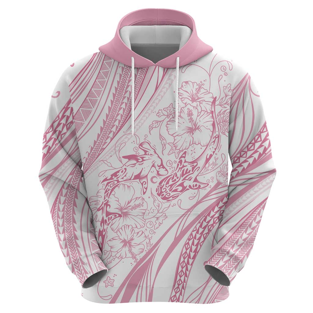 Sharks Couple Dreamy Polynesians Floral Sea Hoodie Pink - Polynesian Pride