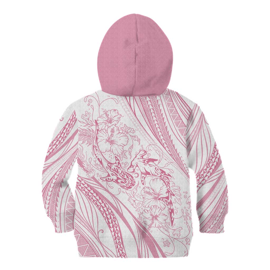 Sharks Couple Dreamy Polynesians Floral Sea Kid Hoodie Pink - Polynesian Pride