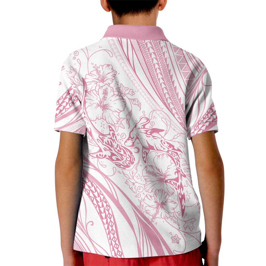 Sharks Couple Dreamy Polynesians Floral Sea Kid Polo Shirt Pink - Polynesian Pride