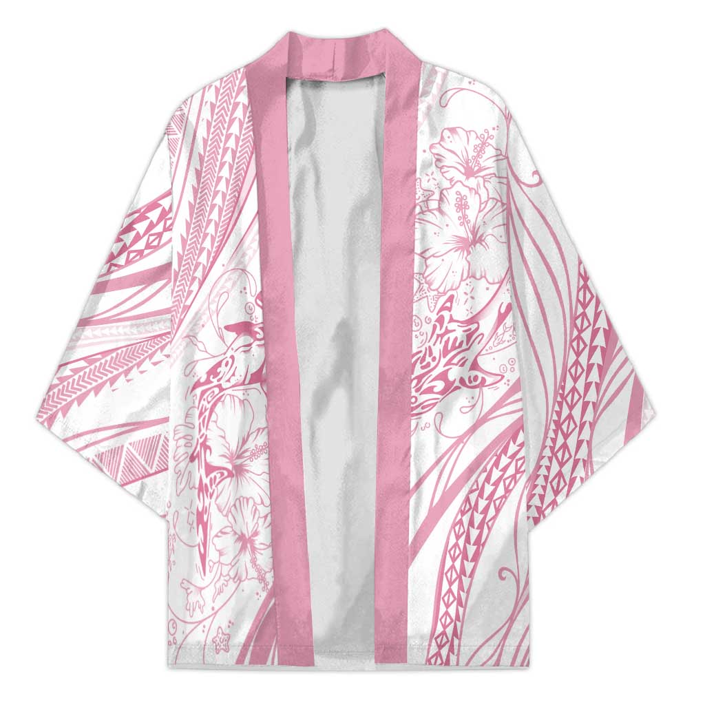 Sharks Couple Dreamy Polynesians Floral Sea Kimono Pink - Polynesian Pride