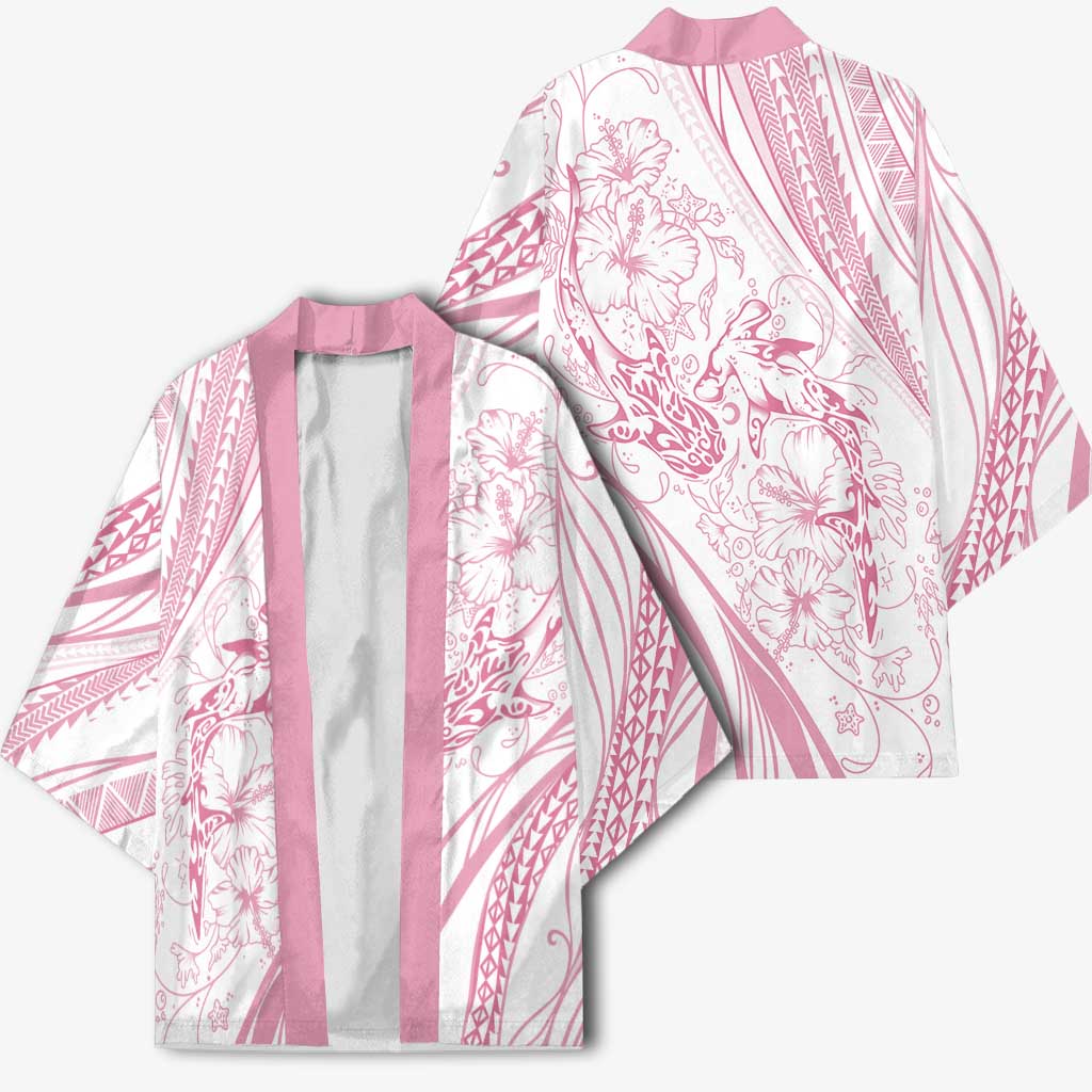 Sharks Couple Dreamy Polynesians Floral Sea Kimono Pink - Polynesian Pride