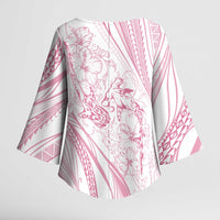 Sharks Couple Dreamy Polynesians Floral Sea Kimono Sleeve Blouse Pink LT7 - Polynesian Pride