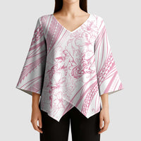 Sharks Couple Dreamy Polynesians Floral Sea Kimono Sleeve Blouse Pink LT7 - Polynesian Pride
