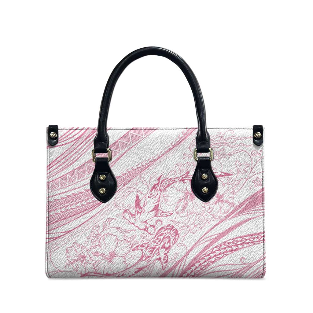 Sharks Couple Dreamy Polynesians Floral Sea Leather Bag Pink - Polynesian Pride
