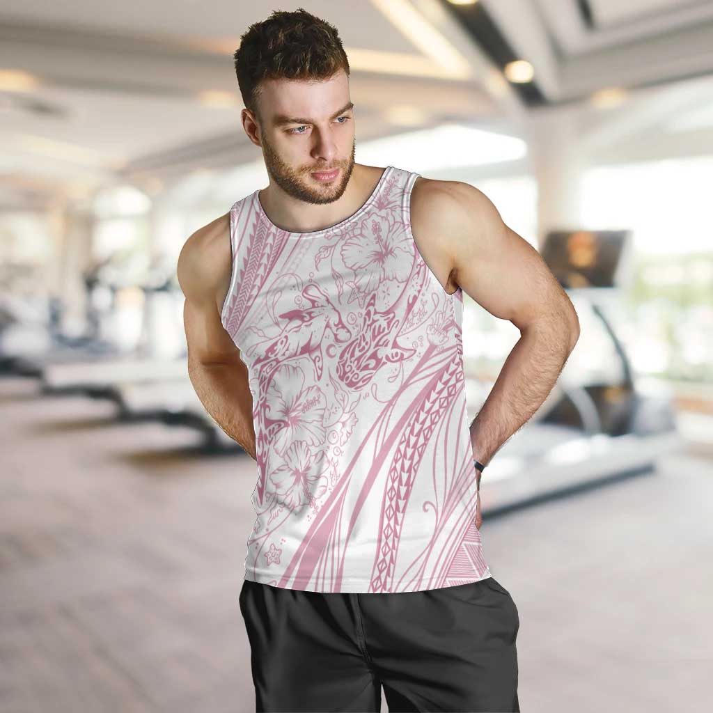 Sharks Couple Dreamy Polynesians Floral Sea Men Tank Top Pink LT7 Pink - Polynesian Pride